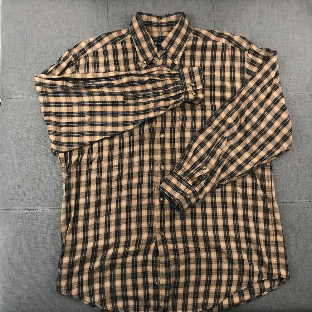 Cotton Traders Flannel Check Shirt Men's Long Sleeve Button Down Size Medium